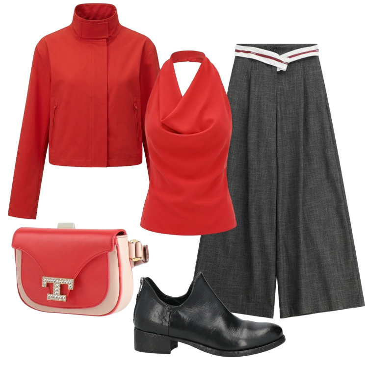 Outfit donna - Total look #2383875. Stile Mannish per Serata fuori. Abbinamento con marsupi, stivaletti, pantaloni a palazzo, canottiere, blazer.