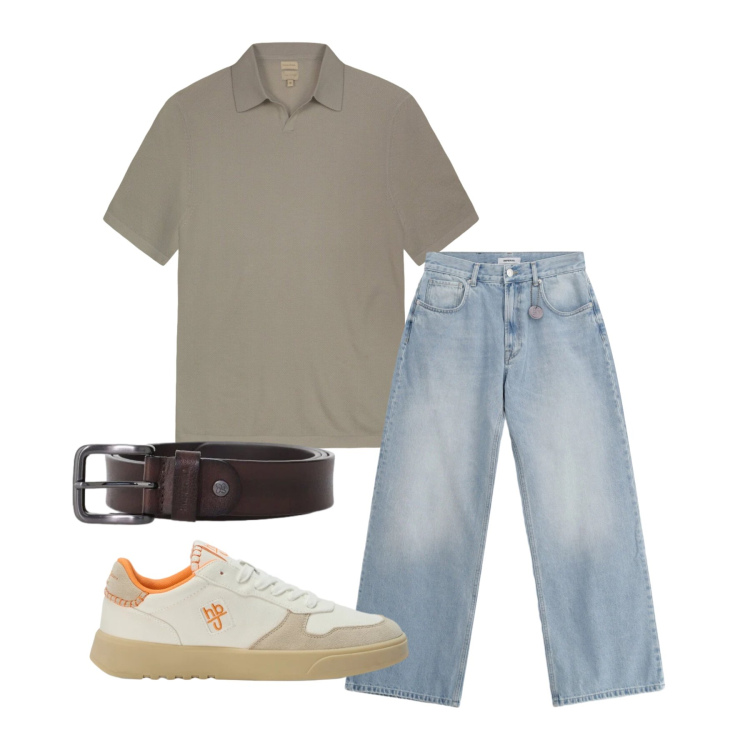 Outfit uomo - Aprile. Stile Casual per Tutti i giorni. Abbinamento con sneakers, jeans, cinture, polo.