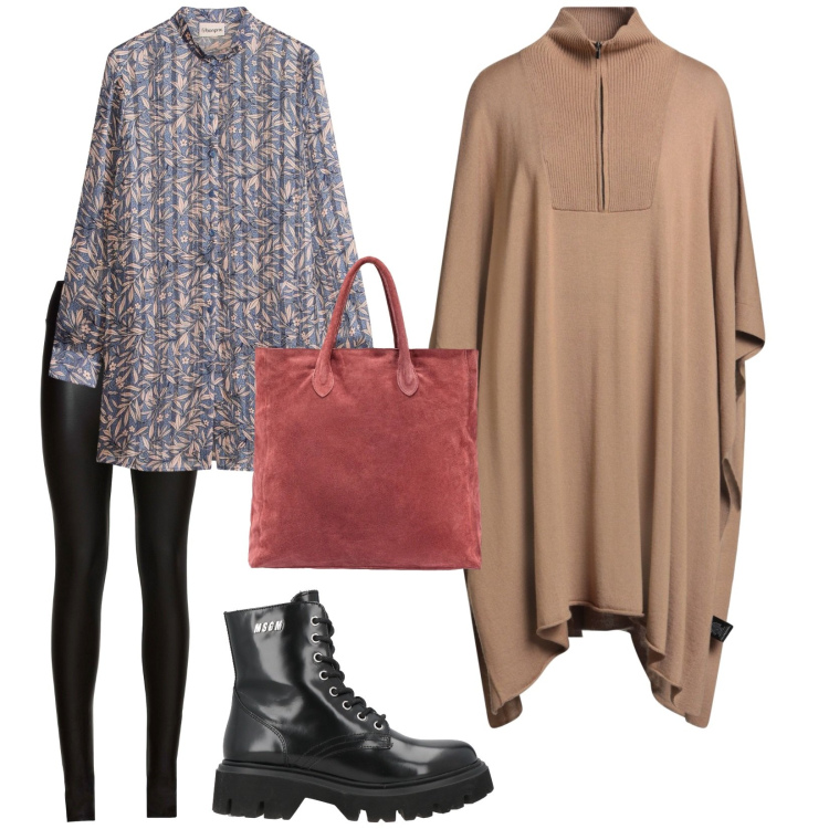 Outfit donna - Eleganza leggera. per Tutti i giorni. Abbinamento con anfibi, cappotti, treggings, camicie, borse a mano.