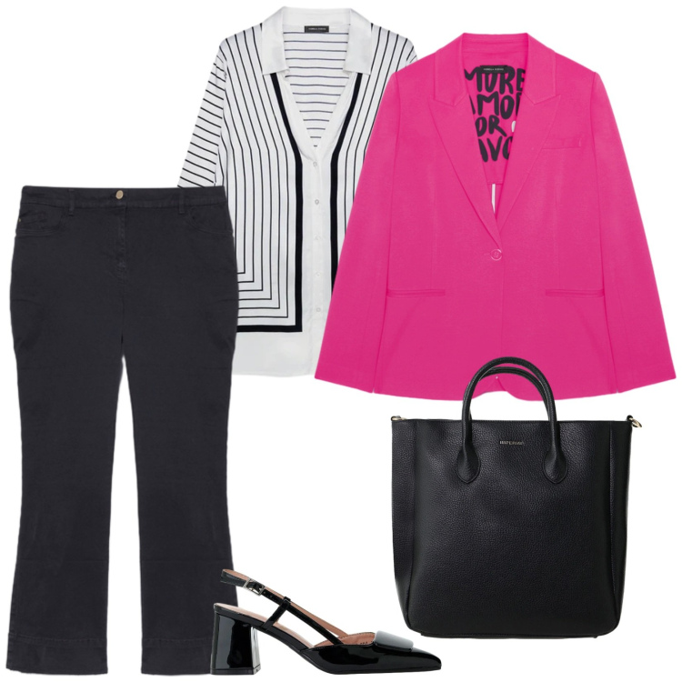 Outfit donna - Eleganza leggera. per Tutti i giorni. Abbinamento con décolleté, borse a tracolla, camicie, blazer, pantaloni.