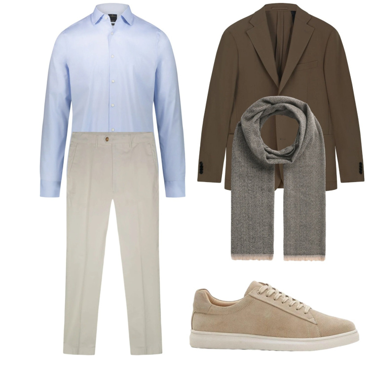 Outfit uomo - Total look #2383985. Stile Business/Elegante per Ufficio. Abbinamento con sneakers, sciarpe, pantaloni, camicie, giacche.