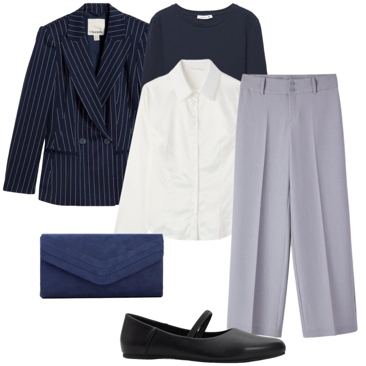 Outfit donna - Mi vesto a strati @star67. Stile Casual chic per Tutti i giorni. Abbinamento con clutch, ballerine, blazer, pantaloni, camicie, t-shirt.
