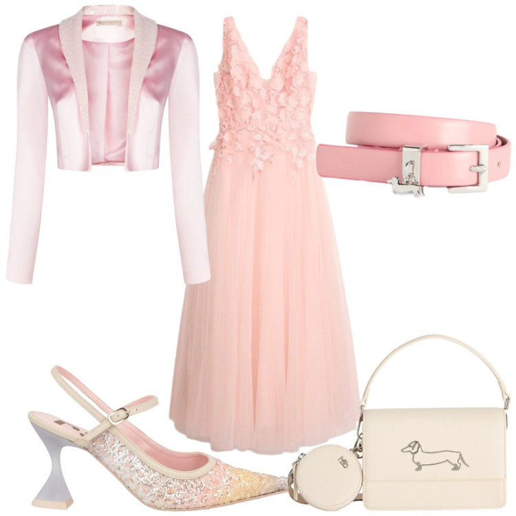 Outfit donna - Eleganza leggera- i miei 18 anni. Stile Romantica per Cerimonia. Abbinamento con décolleté, vestiti lunghi, bolero, cinture, borse a tracolla.