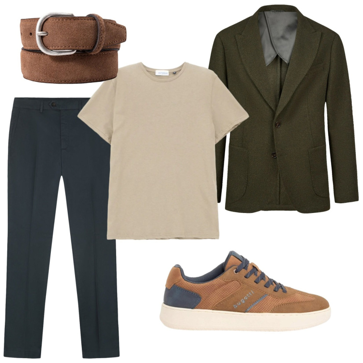 Outfit uomo - Buongiorno. Stile Trendy per Tutti i giorni. Abbinamento con sneakers, t-shirt, giacche, pantaloni, cinture.