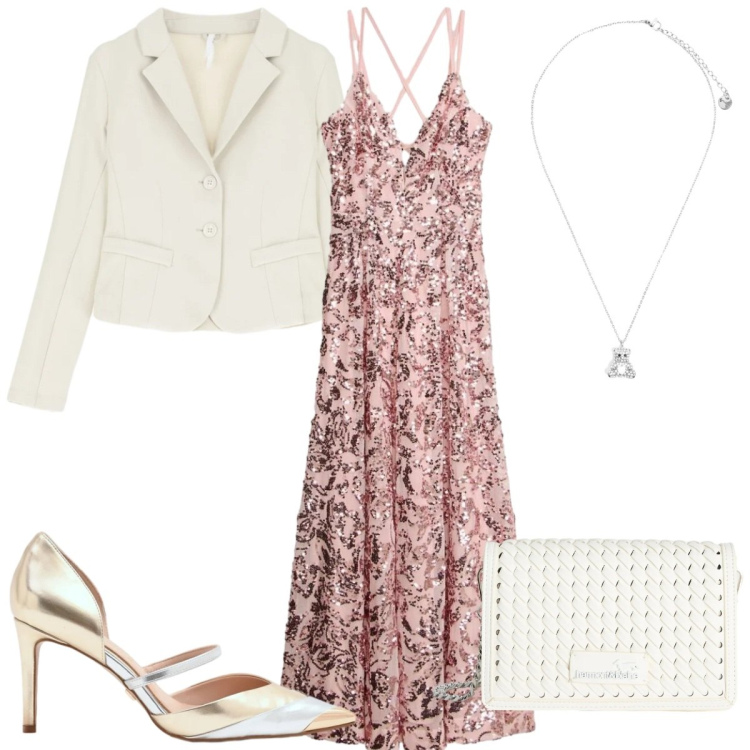Outfit donna - Eleganza leggera -il mio compleanno. Stile Romantica per Cerimonia. Abbinamento con vestiti lunghi, blazer, décolleté, borse a tracolla, ciondoli.
