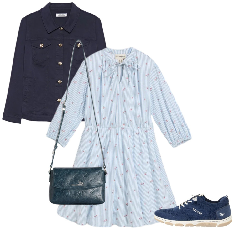 Outfit donna - Armocromia Estate Fredda. Stile Casual per Tutti i giorni. Abbinamento con vestiti corti, sneakers, blazer, borse a tracolla.