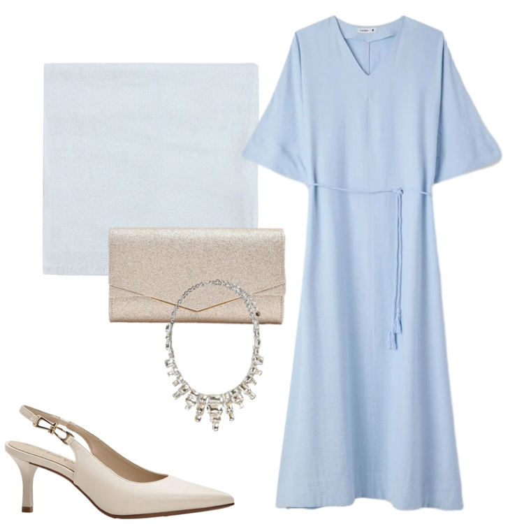 Outfit donna - Cerimonia. Stile Chic per Cerimonia. Abbinamento con décolleté, vestiti lunghi, collane, clutch, sciarpe.