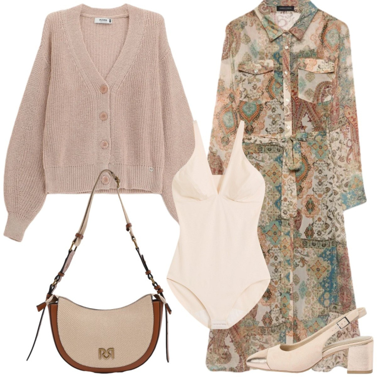 Outfit donna - Total look #2384094. Stile Casual chic per Tutti i giorni. Abbinamento con body, décolleté, vestiti chemisier, cardigans, borse a tracolla.