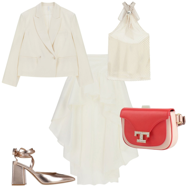 Outfit donna - Romantica chic cerimonia evento serata. Stile Romantica per Cerimonia. Abbinamento con décolleté, marsupi, blazer, gonne lunghe, top.