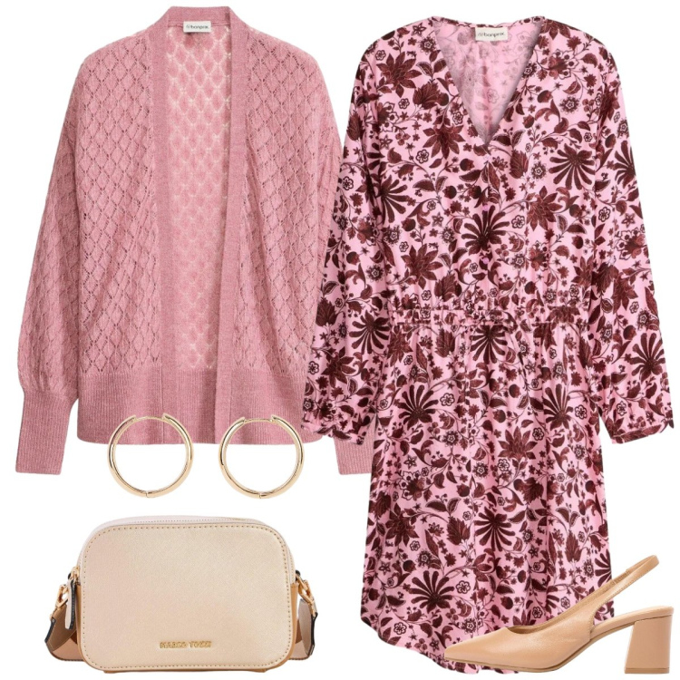 Outfit donna - Total look #2384123. Stile Romantica per Tutti i giorni. Abbinamento con vestiti midi/longuette, cardigans, orecchini, borse a tracolla, décolleté.