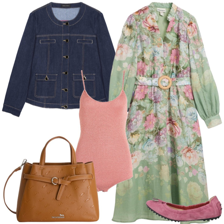 Outfit donna - Total look #2384136. Stile Romantica per Tutti i giorni. Abbinamento con ballerine, body, vestiti midi/longuette, blazer, borse a mano.