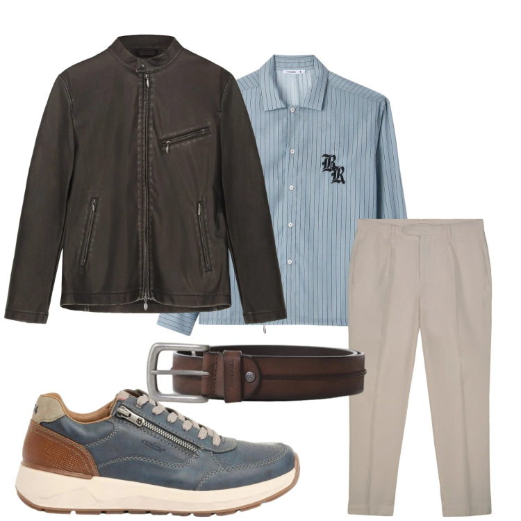 Outfit uomo - Total look #2384141. Stile Casual per Tutti i giorni. Abbinamento con sneakers, camicie, cinture, giacche, pantaloni.