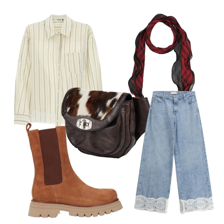 Outfit donna - Comoda col pizzo. Stile Casual per Tutti i giorni. Abbinamento con marsupi, sciarpe, stivaletti, camicie, jeans.