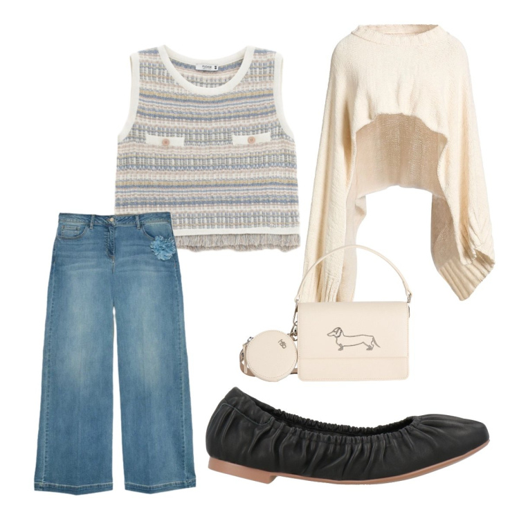 Outfit donna - Everyday ma meglio - curvy. Stile Casual chic per Tutti i giorni. Abbinamento con cappotti, ballerine, jeans, top, borse a tracolla.