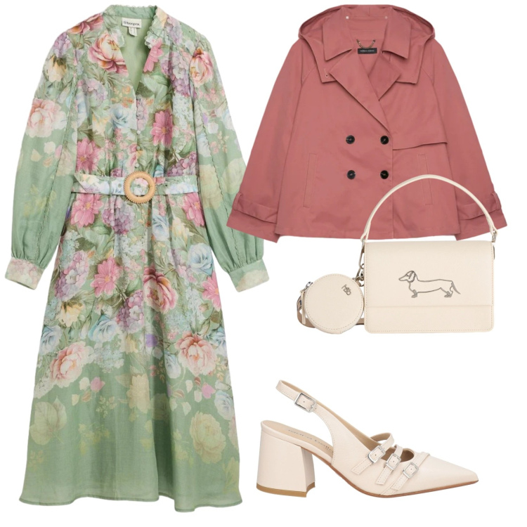 Outfit donna - Un abito per aprile. per Ufficio. Abbinamento con décolleté, vestiti midi/longuette, trench, borse a tracolla.