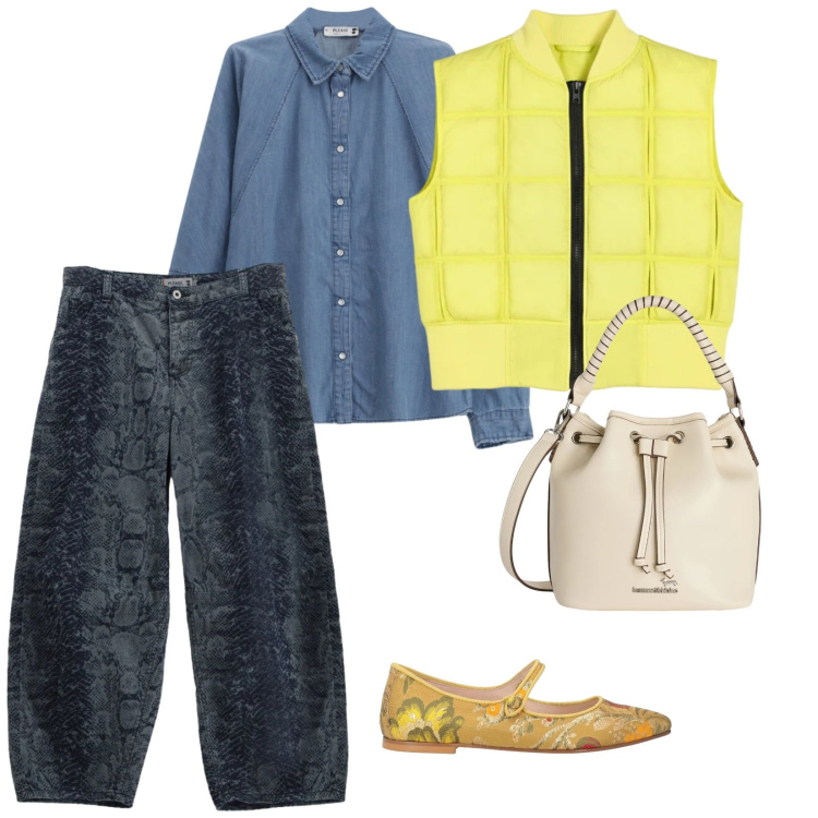 Outfit donna - Le ballerine. per Tutti i giorni. Abbinamento con ballerine, jeans, camicie, borse a secchiello, piumini.