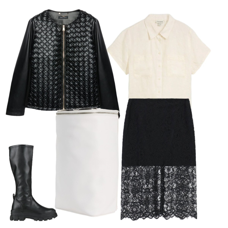 Outfit donna - Un weekend fuori città. Stile Trendy per Cerimonia. Abbinamento con stivali, zaini, camicie a manica corta, blazer, gonne longuette.