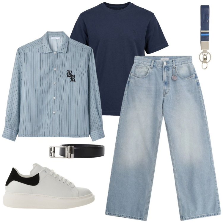 Outfit uomo - #camicia.super. Stile Urban per Tutti i giorni. Abbinamento con camicie, portachiavi, t-shirt, jeans, sneakers, cinture.