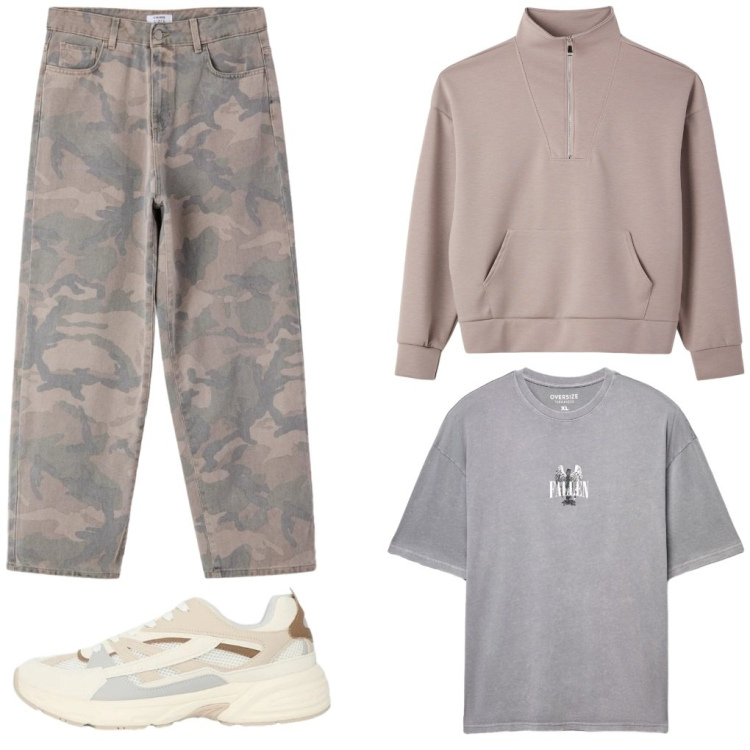 Outfit uomo - #camouflage. Stile Urban per Tutti i giorni. Abbinamento con sneakers, t-shirt, felpe, pantaloni.