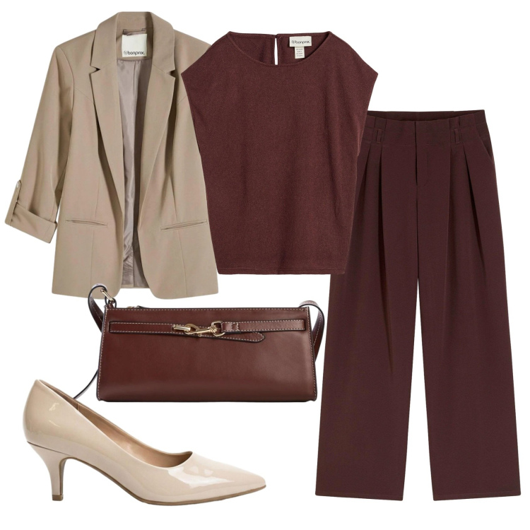 Outfit donna - Total look #2384236. Stile Chic per Serata fuori. Abbinamento con maglieria, pantaloni, blazer, décolleté, borse a tracolla.