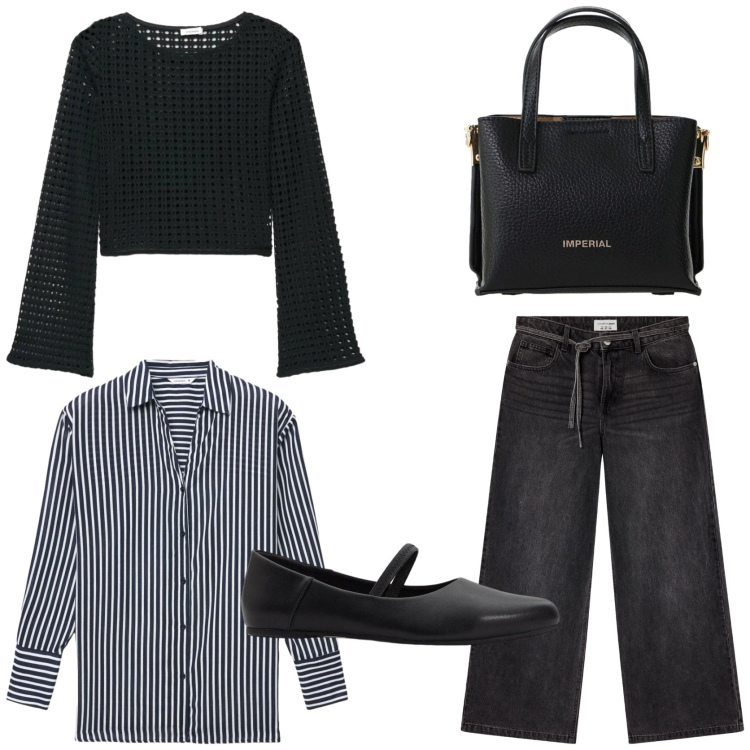 Outfit donna - Chic e comfy. Stile Sporty chic per Tutti i giorni. Abbinamento con ballerine, maglieria, jeans, camicie, borse a tracolla.