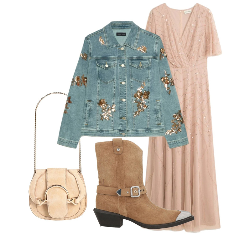 Outfit donna - Matrimonio country. Stile Trendy per Cerimonia. Abbinamento con stivaletti texani, marsupi, vestiti lunghi, blazer.