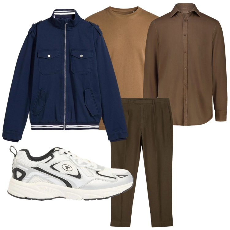 Outfit uomo - Capi primaverili. Stile Trendy per Tutti i giorni. Abbinamento con giacche, sneakers, t-shirt, pantaloni, camicie.