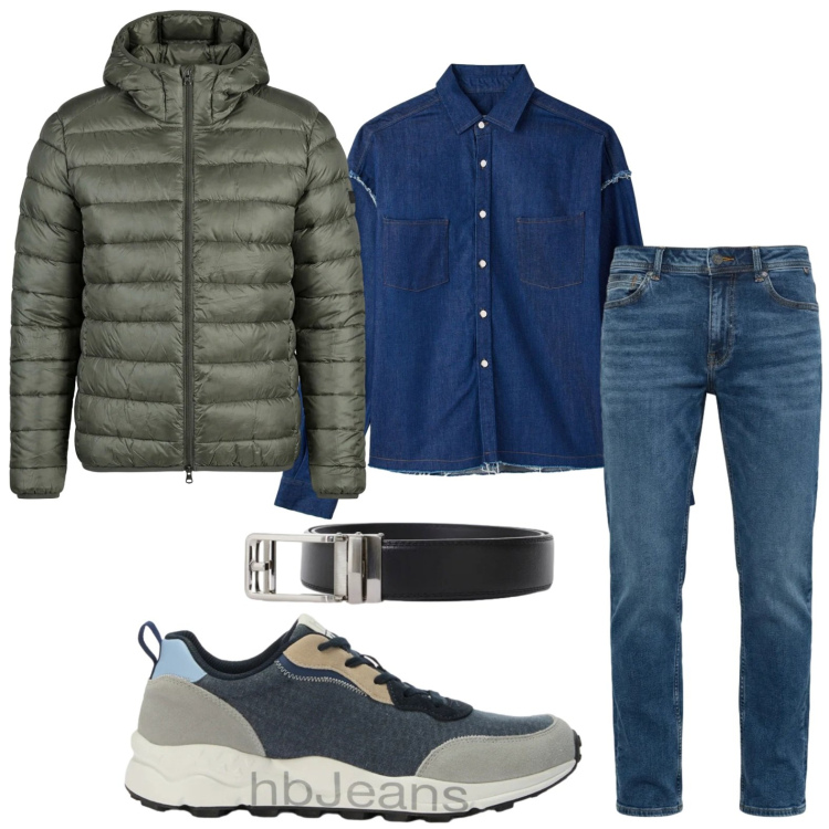 Outfit uomo - Ordinary day. Stile Trendy per Tutti i giorni. Abbinamento con camicie, jeans, sneakers, cinture, giacche.