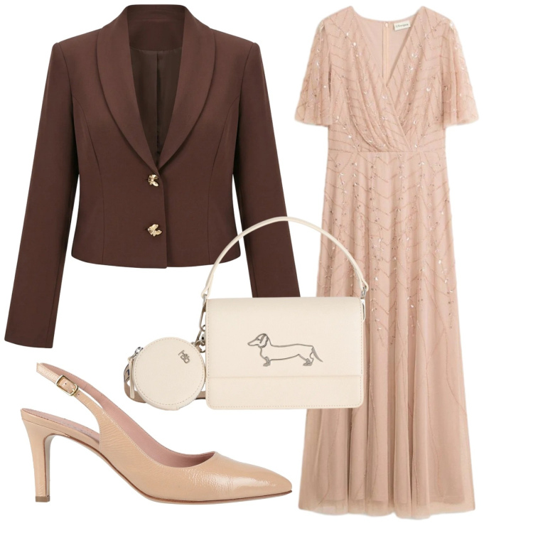 Outfit donna - Total look #2384274. Stile Chic per Cerimonia. Abbinamento con décolleté, vestiti lunghi, blazer, borse a tracolla.