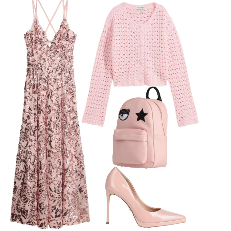 Outfit donna - Sdrammatizzato. Stile Casual chic per Cerimonia. Abbinamento con décolleté, zaini, vestiti lunghi, cardigans.
