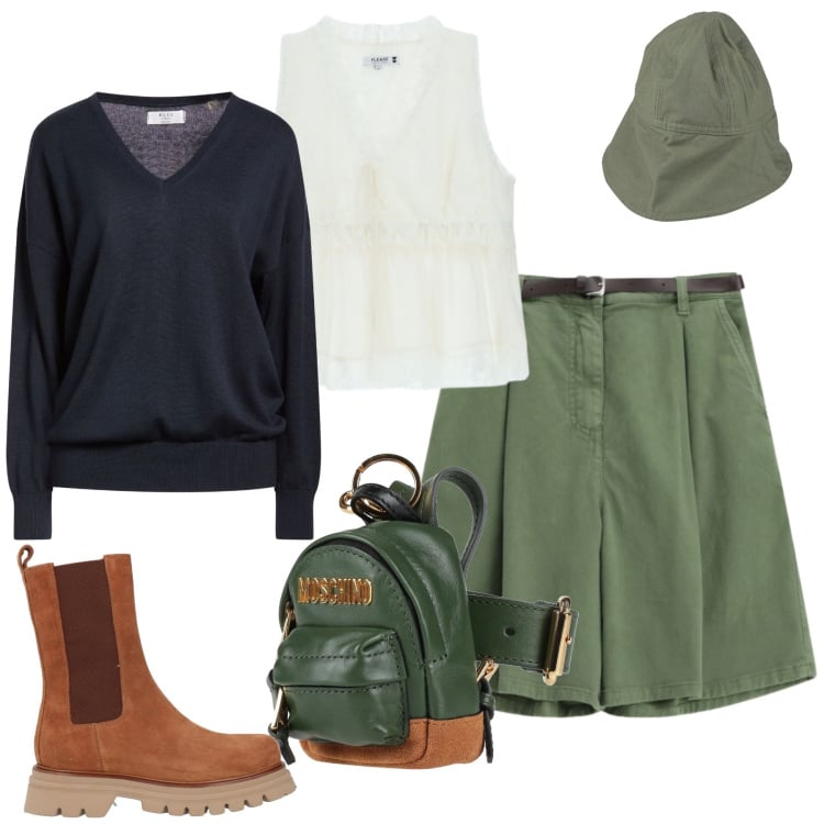 Outfit donna - Urban Explorer. Stile Urban per Tutti i giorni. Abbinamento con marsupi, stivaletti, cappelli, pullovers, shorts, top.