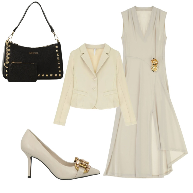 Outfit donna - Total look #2384297. Stile Bon Ton per Cerimonia. Abbinamento con décolleté, vestiti midi/longuette, blazer, borse a spalla.