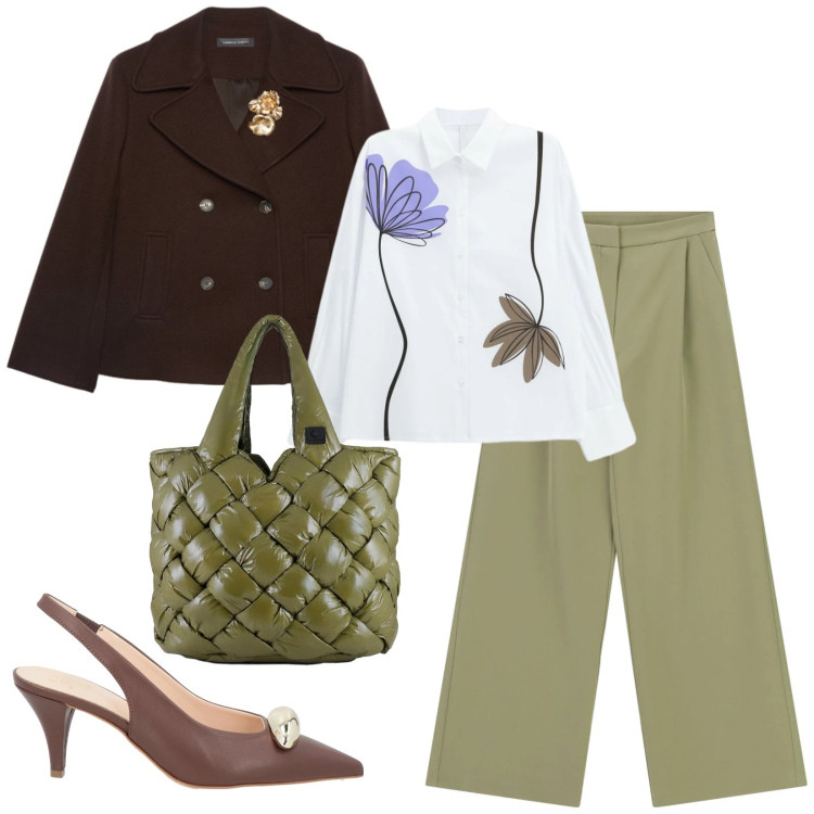 Outfit donna - Total look #2384301. Stile Urban per Ufficio. Abbinamento con décolleté, blazer, camicie, pantaloni, borse tote.