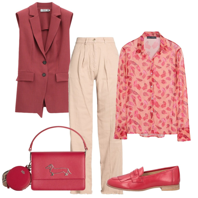 Outfit donna - Giornata gioiosa. Stile Bon Ton per Tutti i giorni. Abbinamento con camicie, mocassini, pantaloni, gilet, borse a tracolla.