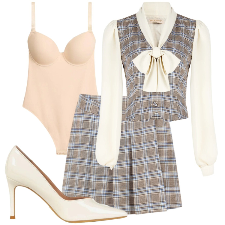 Outfit donna - Ricevimento aziendale. Stile Bon Ton per Cerimonia. Abbinamento con body, bluse, gonne, décolleté.