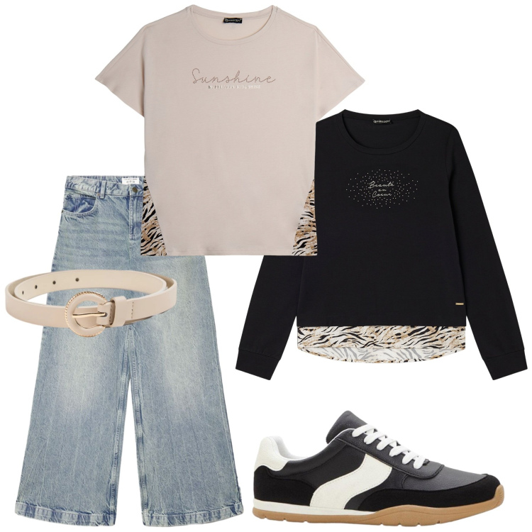 Outfit donna - Total look #2384478. Stile Basic per Tutti i giorni. Abbinamento con sneakers, jeans, cinture, t-shirt, felpe.
