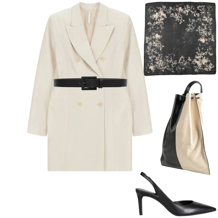 Outfit donna - Un classico robe manteau. Stile Chic per Serata fuori. Abbinamento con décolleté, zaini, sciarpe, vestiti corti, cinture.