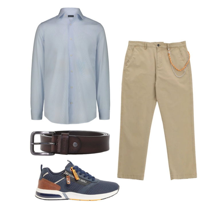 Outfit uomo - Aprile. Stile Trendy per Tutti i giorni. Abbinamento con sneakers, pantaloni, cinture, camicie.