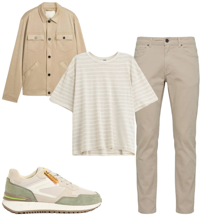Outfit uomo - Aprile. Stile Casual per Tutti i giorni. Abbinamento con cappotti, sneakers, t-shirt, pantaloni.