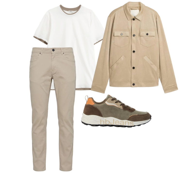 Outfit uomo - Aprile. Stile Trendy per Tutti i giorni. Abbinamento con cappotti, t-shirt, pantaloni, sneakers.