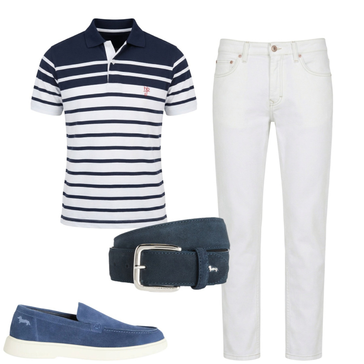Outfit uomo - Total look #2384518. Stile Urban per Tutti i giorni. Abbinamento con jeans, cinture, polo, scarpe stringate.