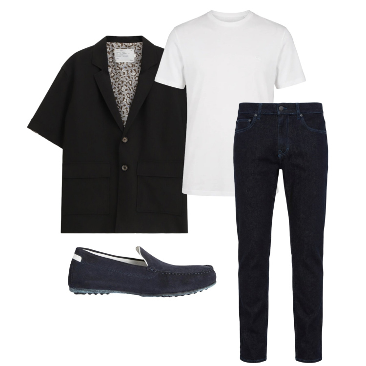 Outfit uomo - Aprile. Stile Trendy per Tutti i giorni. Abbinamento con giacche, scarpe stringate, jeans, t-shirt.