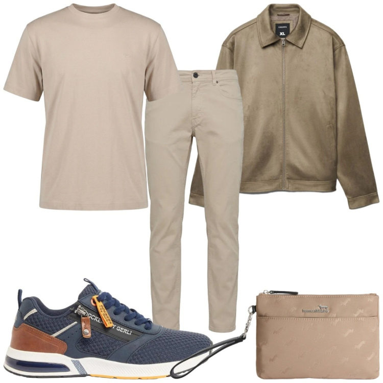Outfit uomo - Total look #2384541. Stile Casual per Tutti i giorni. Abbinamento con sneakers, giacche, t-shirt, borse sportive, pantaloni.