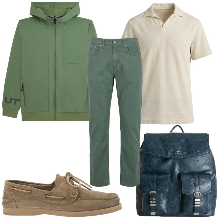 Outfit uomo - Total look #2384560. Stile Casual per Tutti i giorni. Abbinamento con borse sportive, pantaloni, scarpe stringate, polo, felpe con cappuccio.