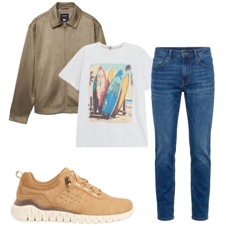Outfit uomo - Total look #2384569. Stile Casual per Tutti i giorni. Abbinamento con sneakers, giacche, t-shirt, jeans.