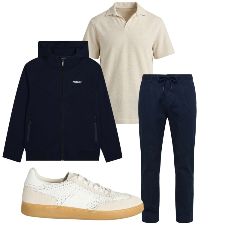 Outfit uomo - Total look #2384582. Stile Casual per Tutti i giorni. Abbinamento con sneakers, pantaloni, polo, felpe con cappuccio.