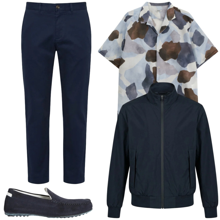Outfit uomo - Total look #2384590. Stile Trendy per Serata speciale. Abbinamento con camicie a manica corta, scarpe stringate, pantaloni, giacche.