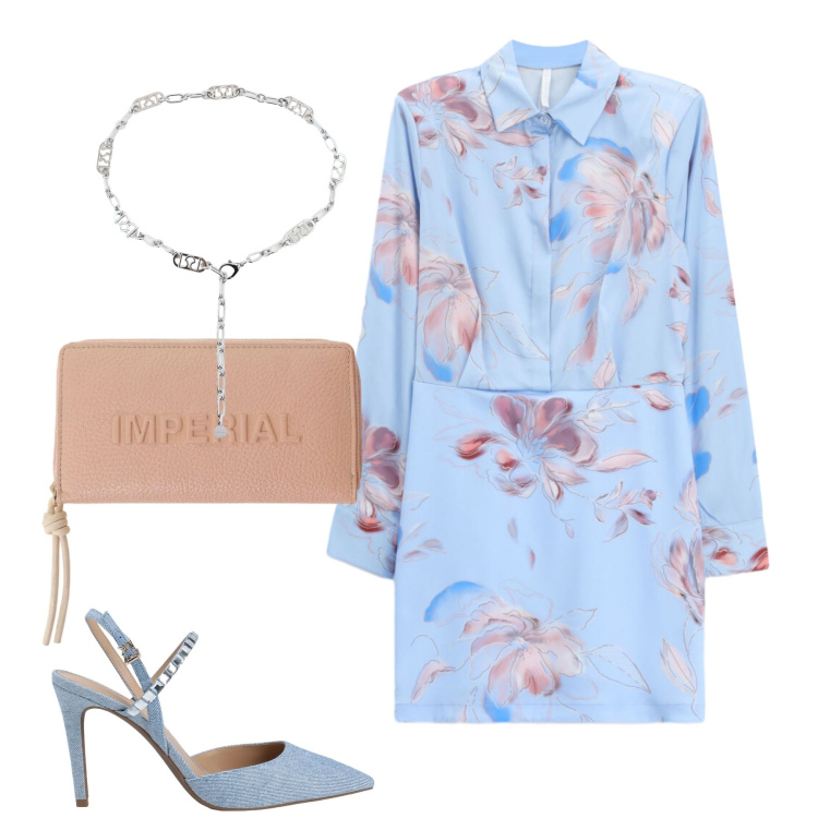 Outfit donna - Abito Imperial. Stile Romantica per Tutti i giorni. Abbinamento con décolleté, vestiti corti, portafogli, cinture.