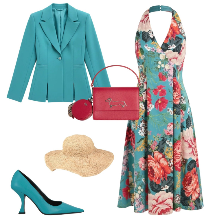 Outfit donna - Romantica chic cerimonia evento. Stile Romantica per Cerimonia. Abbinamento con cappelli, décolleté, vestiti midi/longuette, blazer, borse a tracolla.