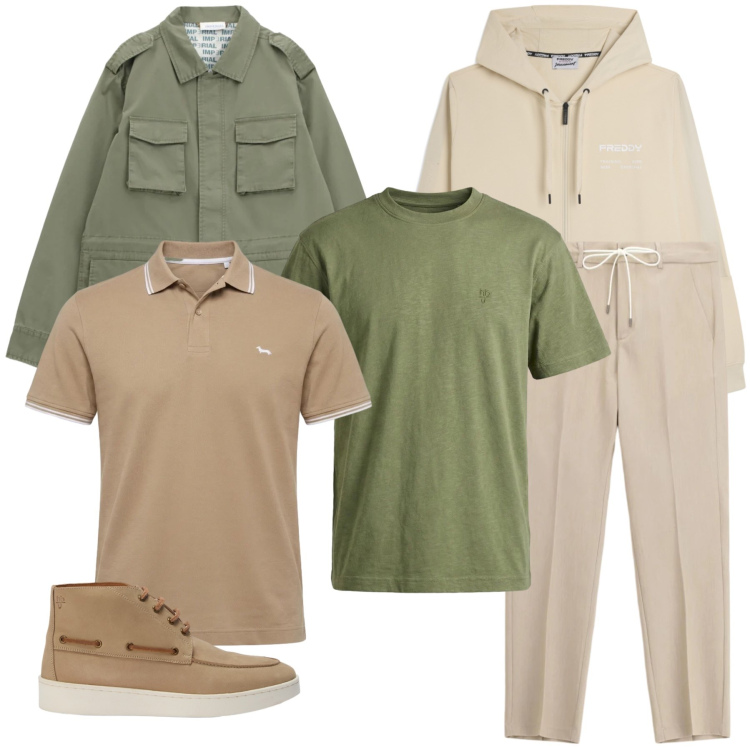 Outfit uomo - Comfort e Utility. Stile Urban per Tutti i giorni. Abbinamento con cappotti, pantaloni, polo, t-shirt, stivali e stivaletti, felpe con cappuccio.